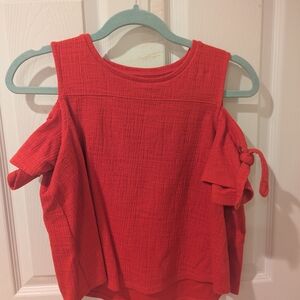 Madewell Red Cold Shoulder Blouse